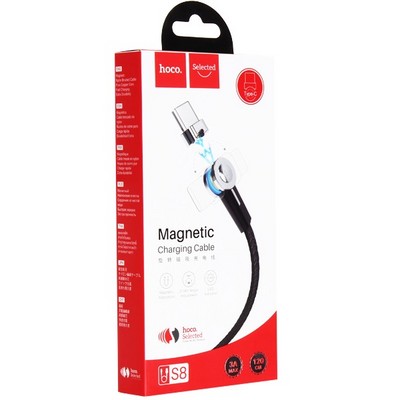 USB дата-кабель Hoco S8 Magnetic charging data cable for Type-C (1.2м) (2.4A) Черный - фото 4935