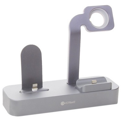 Док-станция COTECi Base29 Dock 3in1 для Apple Watch & iPhone LIGHTNING & AirPods Pro (CS7211-TS) Серебристый - фото 4944