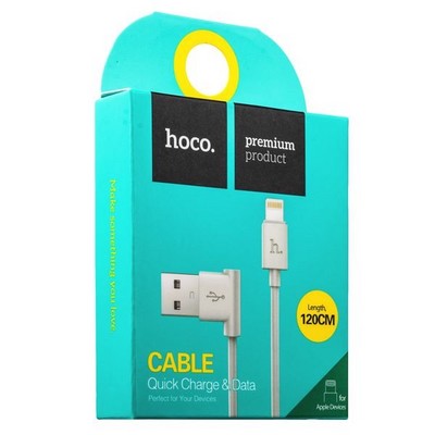 Дата-кабель USB Hoco UPL11 L Shape Lightning (1.2 м) Белый - фото 4958