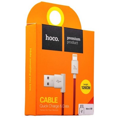 USB дата-кабель Hoco UPM10 L Shape MicroUSB Cable (1.2 м) Красный - фото 4960