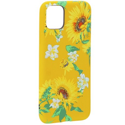 Чехол-накладка силикон MItriFON для iPhone 11 Pro Max (6.5") 0.8мм с флуоресцентным рисунком Цветы Желтый - фото 9465