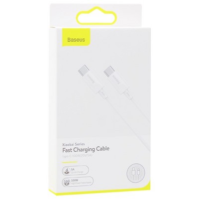 USB дата-кабель Baseus Xiaobai Series Fast Charging cable Type-C to Type-C 100W (20V-5A ) (CATSW-D02) 1.5 м Белый - фото 4985