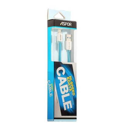 USB дата-кабель Aspor А108 8-pin Lightning (1.0m) плоский в силиконе 2.1A голубой - фото 5113