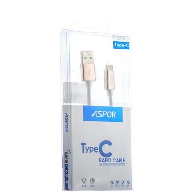 алис USB дата-кабель Aspor А161 Type-C (1.2m) круглый 2.1A белый, розовое золото наконечник - фото 5117