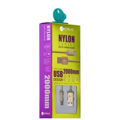 USB дата-кабель COTECi M20 NYLON series Type-C Cable CS2128-2M-GD (2.0m) Золотистый - фото 5129