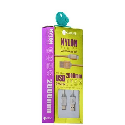 USB дата-кабель COTECi M20 NYLON series Type-C Cable CS2128-2M-TS (2.0m) Серебристый - фото 5130