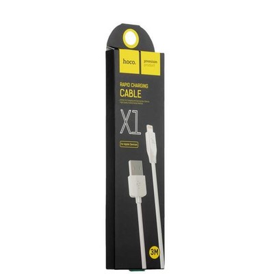 USB дата-кабель Hoco X1 Rapid Lightning (3.0 м) Белый - фото 5152