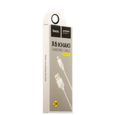 USB дата-кабель Hoco X6 Khaki Lightning (1.0 м) Белый - фото 5177