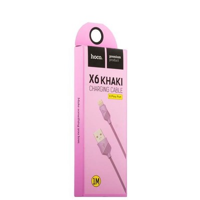 USB дата-кабель Hoco X6 Khaki Lightning (1.0 м) Фиолетовый - фото 5178