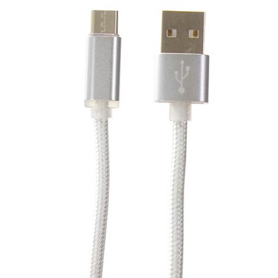 USB дата-кабель COTECi M20 TYPE-C Nylon CS2128-TS (1.2m) Серебристый - фото 5200