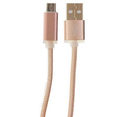 Дата-кабель USB COTECi M23 NYLON MircoUSB CS2131-MRG (0.2m) Розовое золото - фото 5203