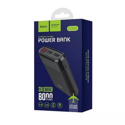 Аккумулятор внешний универсальный Hoco B35B-8000 mAh Entourage mobile Power bank (2USB: 5V-2.1A) Черный - фото 12918