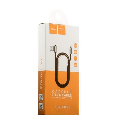 Дата-кабель USB Hoco U17 Capsule Lightning (1.2 м) Светло коричневый - фото 5216