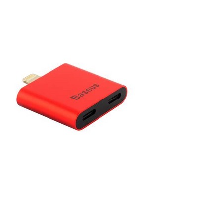 Аудио-переходник Baseus L39 IP To Double IP Socket Adapter 2-1 INTERFACE (2 порта Lightning) Красный - фото 5239