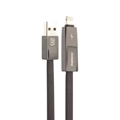 USB дата-кабель Remax STRIVE Cable (RC-042t) 2в1 LIGHTNING & MicroUSB плоский (1.0 м) Графитовый - фото 5278