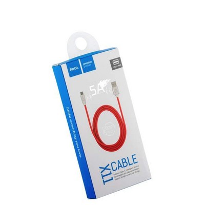 Дата-кабель USB Hoco X11 Rapid Type-C 5A (1.2м) White&Red - фото 5283