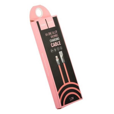 USB дата-кабель Hoco X4 Zinc Alloy rhombus Lightning (1.0м) Розовый - фото 5321