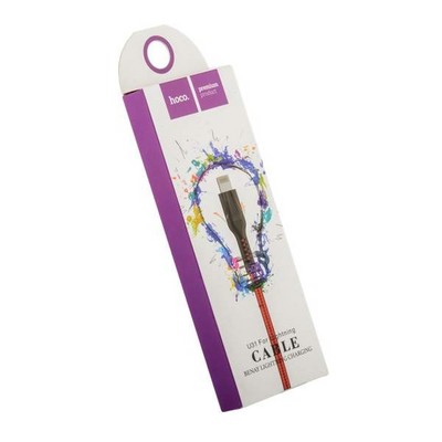 USB дата-кабель Hoco U31 Benay Lightning (1.0м) Красный - фото 5330