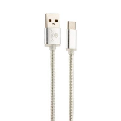 Дата-кабель USB COTECi M20 NYLON series Type-C Cable CS2128-0.2M-TS (0.2m) Серебристый - фото 5338