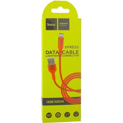 USB дата-кабель Hoco X26 Xpress charging data cable Lightning (1.0 м) Red - фото 5381