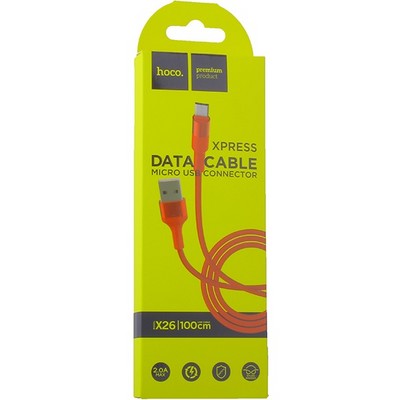 USB дата-кабель Hoco X26 Xpress charging data cable MicroUSB (1.0 м) Red - фото 5384
