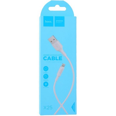 USB дата-кабель Hoco X25 Soarer charging data cable Lightning (1.0 м) White - фото 5386