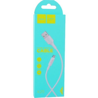 Дата-кабель USB Hoco X25 Soarer charging data cable MicroUSB (1.0 м) White - фото 5388