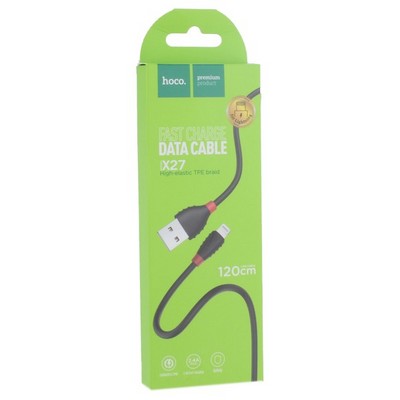 USB дата-кабель Hoco X27 Excellent charge charging data cable Lightning (1.2 м) Black Черный - фото 5424
