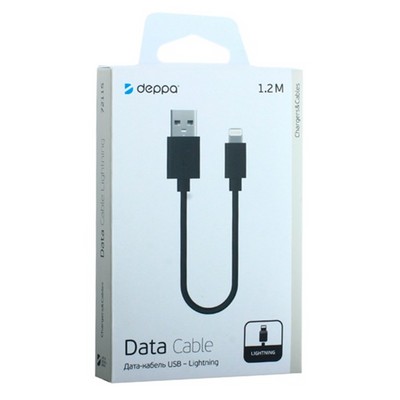 USB дата-кабель Deppa D-72115 8-pin Lightning 1.2м Черный - фото 5441
