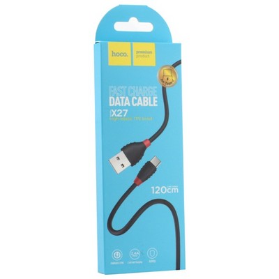 USB дата-кабель Hoco X27 Excellent charge charging data cable Type-C (1.2 м) Black Черный - фото 5442