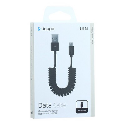USB дата-кабель Deppa D-72123 USB - microUSB витой 1.5м Черный - фото 5456