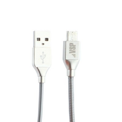 USB дата-кабель BoraSCO B-35102 в металлической оплетке 3A MicroUSB (1.0 м) Серебристый - фото 5475