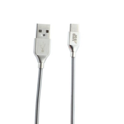 USB дата-кабель BoraSCO B-35103 в металлической оплетке 3A, QC 3.0 Type-C (1.0 м) Серебристый - фото 5476
