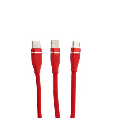 USB дата-кабель Innovation (O3IMT-OCTOPUS) 3в1 Lightning+MicroUSB+Type-C Cable 2A (1.2м) Красный - фото 5479
