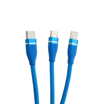 USB дата-кабель Innovation (O3IMT-OCTOPUS) 3в1 Lightning+MicroUSB+Type-C Cable 2A (1.2м) Синий - фото 5480