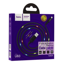 Дата-кабель USB Hoco U63 Spirit charging data cable for MicroUSB (1.2м) (2.4A) Черный