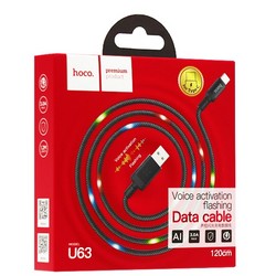 Дата-кабель USB Hoco U63 Spirit charging data cable for Type-C (1.2м) (2.4A) Черный