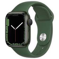 Умные часы Apple Watch Series 7 GPS, 41 мм, алюминий зелёного цвета, спортивный ремешок цвета «зелёный клевер» MKN03