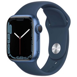 Умные часы Apple Watch Series 7 GPS, 41 мм, алюминий синего цвета, спортивный ремешок цвета «синий омут» MKN13