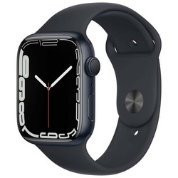 Умные часы Apple Watch Series 7 GPS, 45 мм, алюминий цвета «тёмная ночь», спортивный ремешок цвета «тёмная ночь» MKN53
