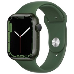 Умные часы Apple Watch Series 7 GPS, 45 мм, алюминий зелёного цвета, спортивный ремешок цвета «зелёный клевер» MKN73