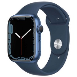 Умные часы Apple Watch Series 7 GPS, 45 мм, алюминий синего цвета, спортивный ремешок цвета «синий омут» MKN83