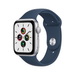 Умные часы Apple Watch SE GPS, 44 мм, алюминий серебристого цвета, спортивный ремешок цвета «синий омут» MKQ43