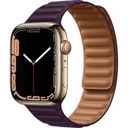 Умные часы Apple Watch Series 7 GPS + Cellular, 45mm Gold Stainless Steel Case with Dark Cherry Leather Link ML7W3
