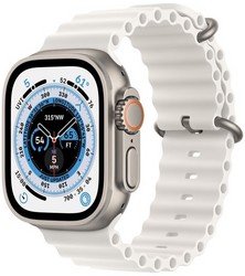 Умные часы Apple Watch Ultra GPS + Cellular, 49 мм, корпус из титана, ремешок Ocean Band белого цвета MNH83