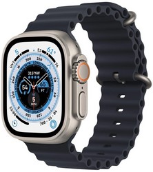 Умные часы Apple Watch Ultra GPS + Cellular, 49 мм, корпус из титана, ремешок Ocean Band цвета «тёмная ночь» MQET3