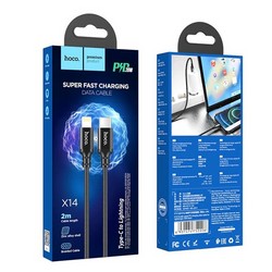 Дата-кабель Hoco X14 Double speed PD charging data cable for Type-C to Lightning (2.0 м) Черный