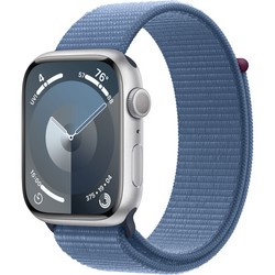 Умные часы Apple Watch Series 9, 45 мм, корпус из алюминия серебристого цвета, ремешок Sport Loop ледяной синий