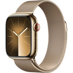 Умные часы Apple Watch Series 9, 41 мм, корпус из нержавеющей стали, миланский сетчатый браслет, золото