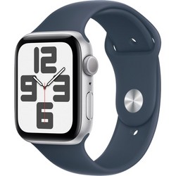 Умные часы Apple Watch SE 2023 GPS, 44 мм, корпус из алюминия серебристого цвета, спортивный ремешок цвета грозовой синий
